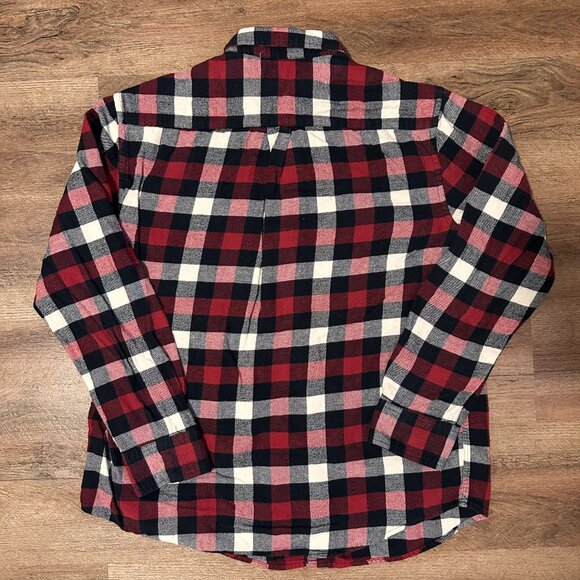 Croft & Barrow Casual Button Down Mens Large Red Plaid Rugged Flannel Shirt - Picture 2 of 6